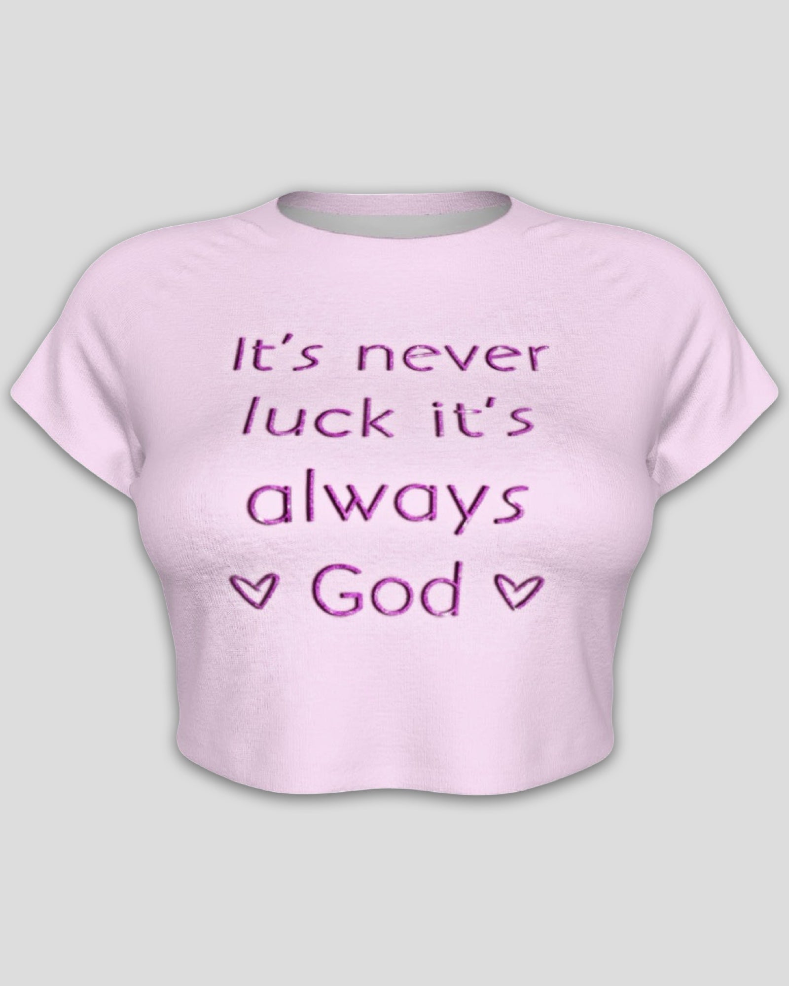 It’s Never Luck It’s Always God Raglan Sleeve Crop Baby Tee