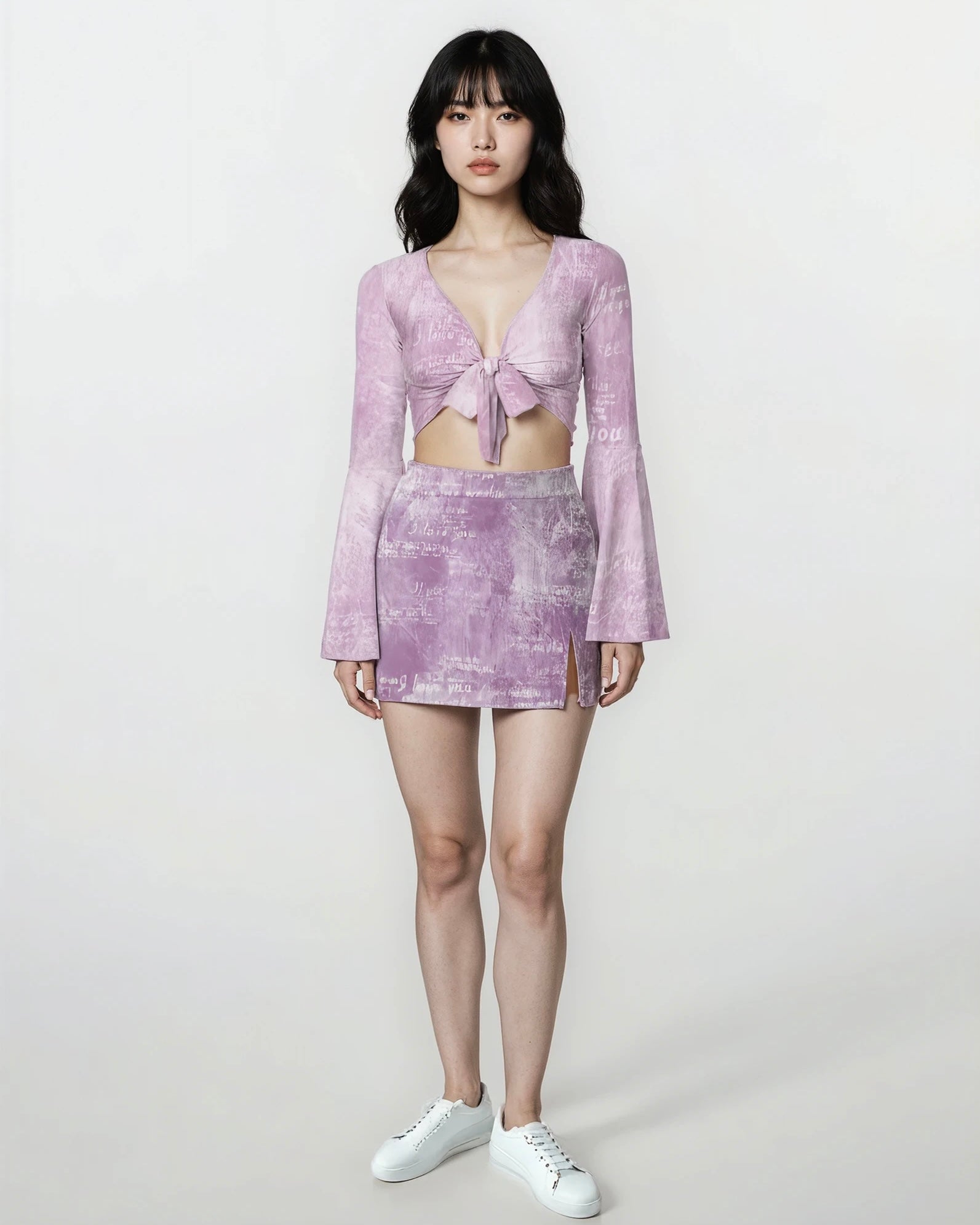 If You Can See This Side Slit Bodycon Mini Skirt – Pink Graphic Print