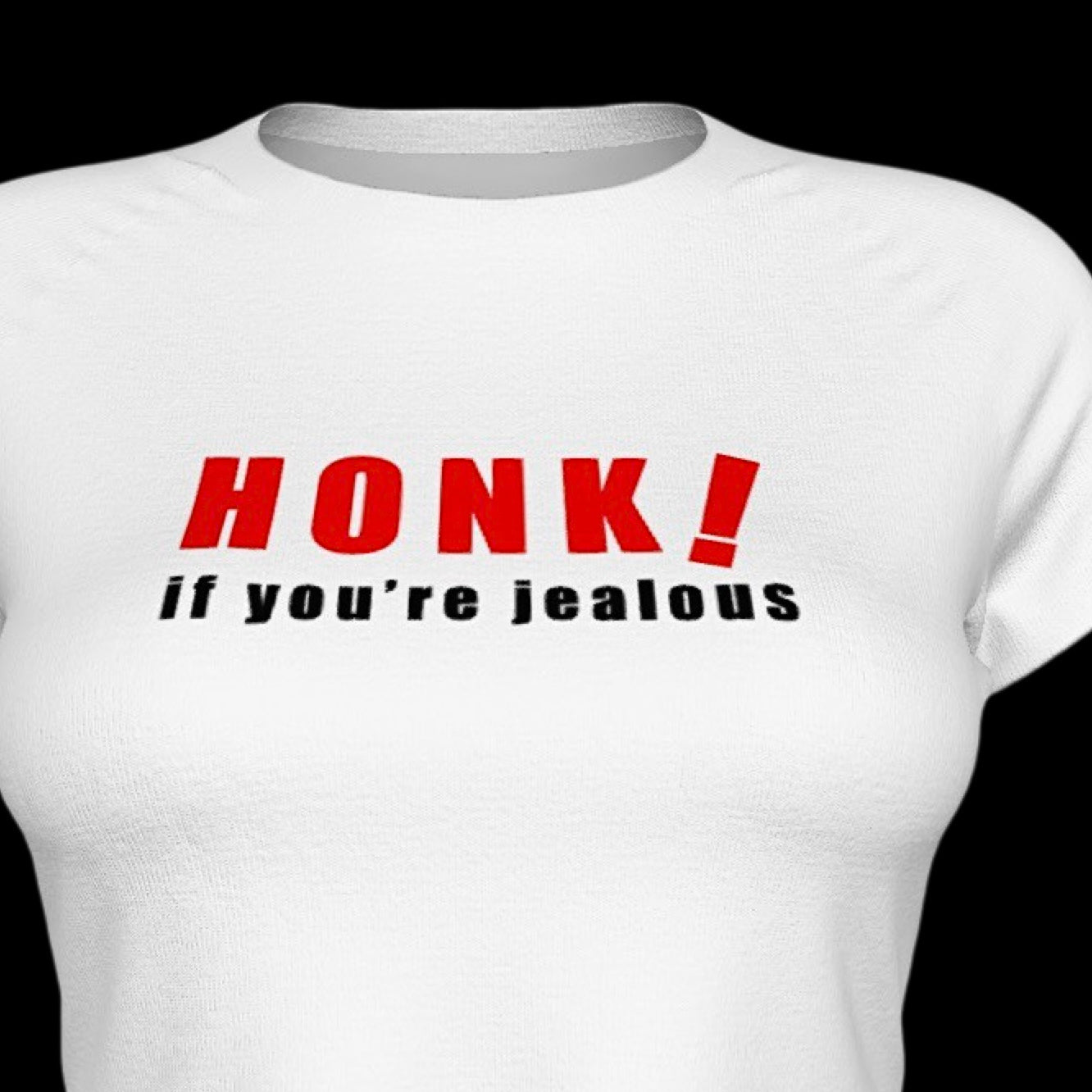 close up of white cropped baby tee with text graphic that reads 