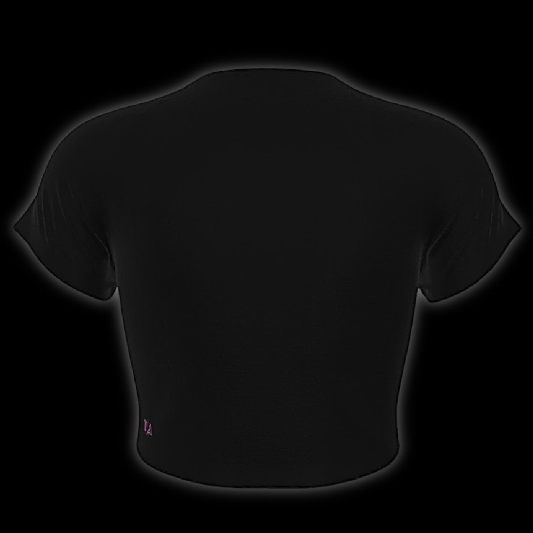 back view of black cropped baby tee
