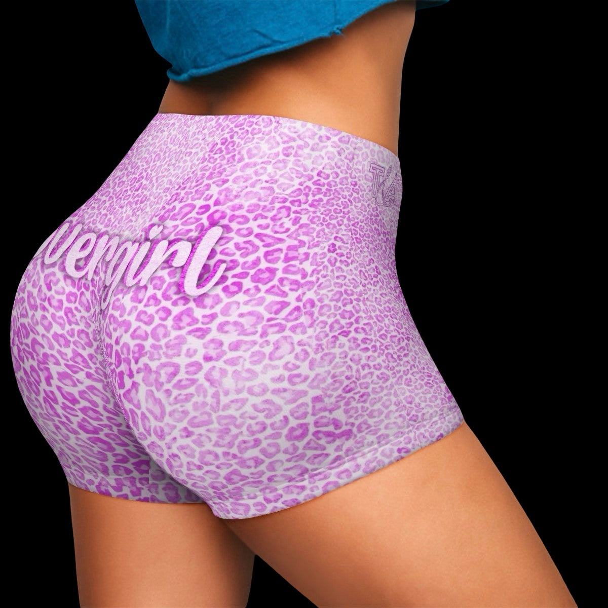Pink cheetah print shorts with butt lifting cut and 