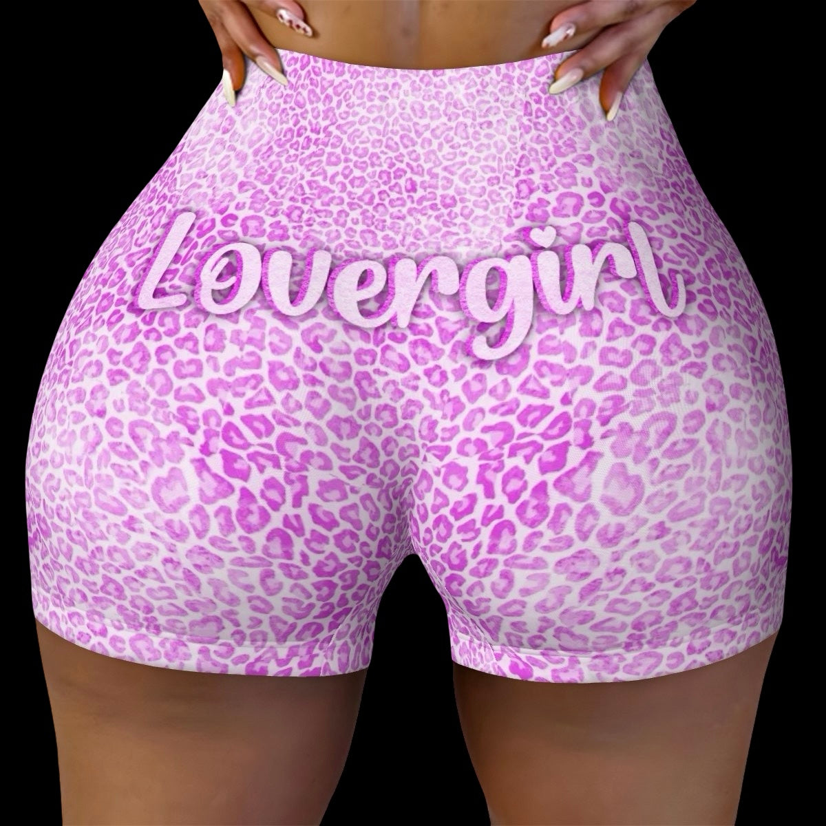 woman wearing cheetah print booty shorts with 