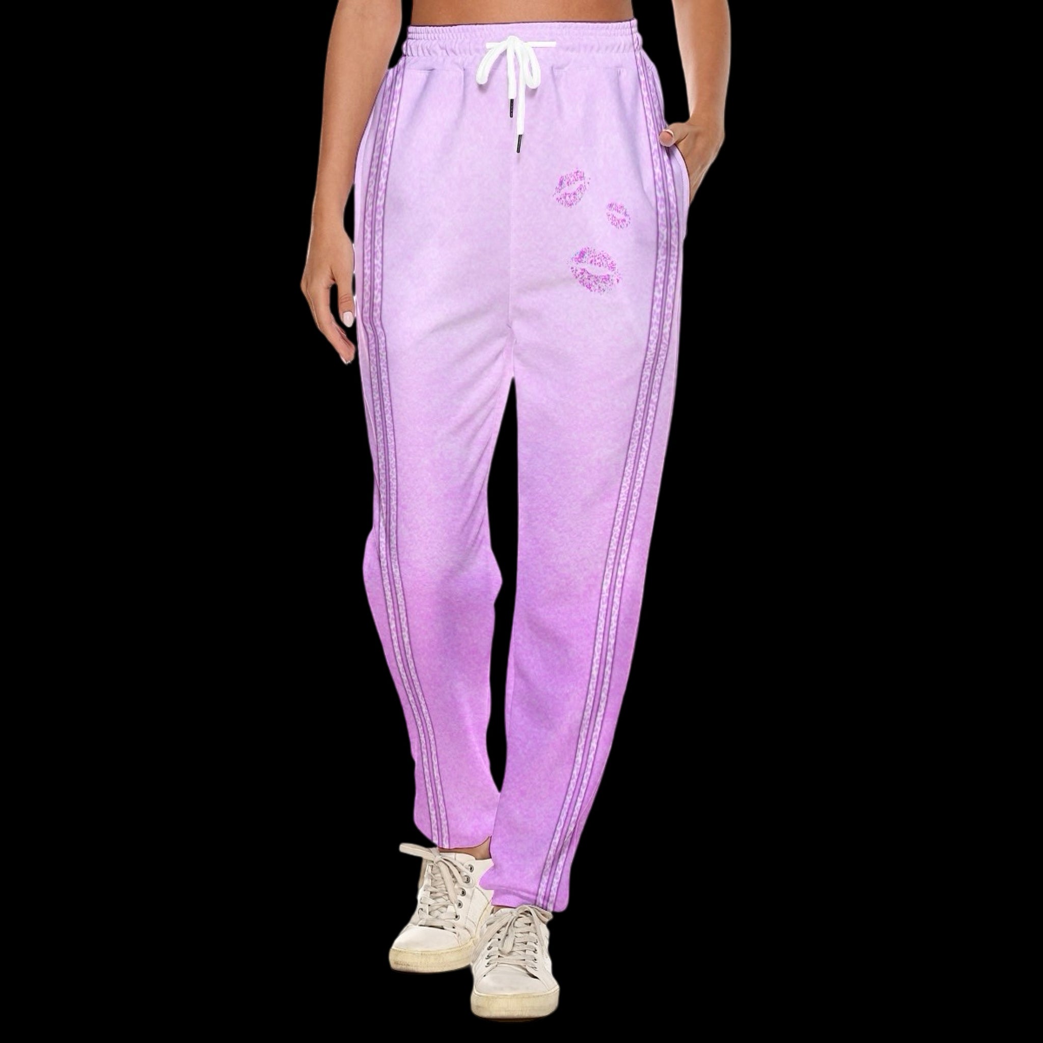 pink contrast stripe lovergirl sweatpants
