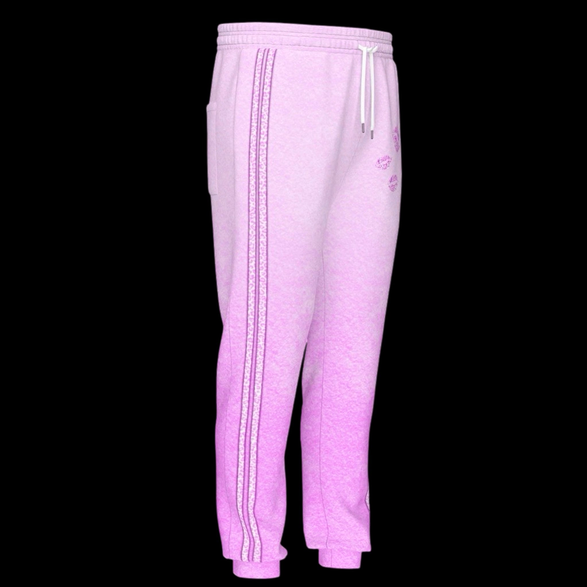3d view of pink contrast stripe graphic lovergirl sweatpants